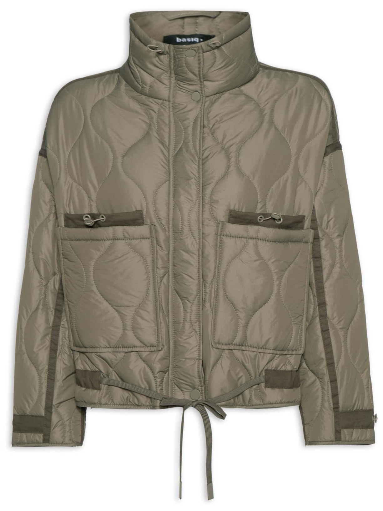 Jaqueta Feminina Puffer Com Bolso Frontais - Verde