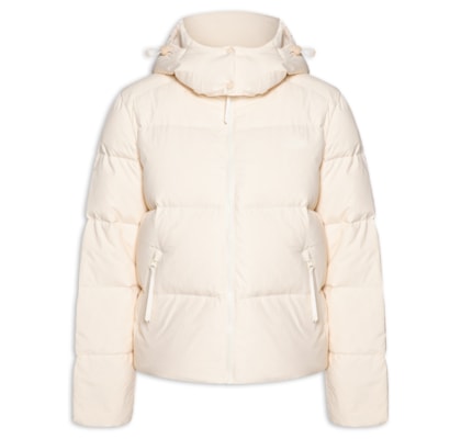 Jaqueta Feminina Puffer Com Capuz - Bege