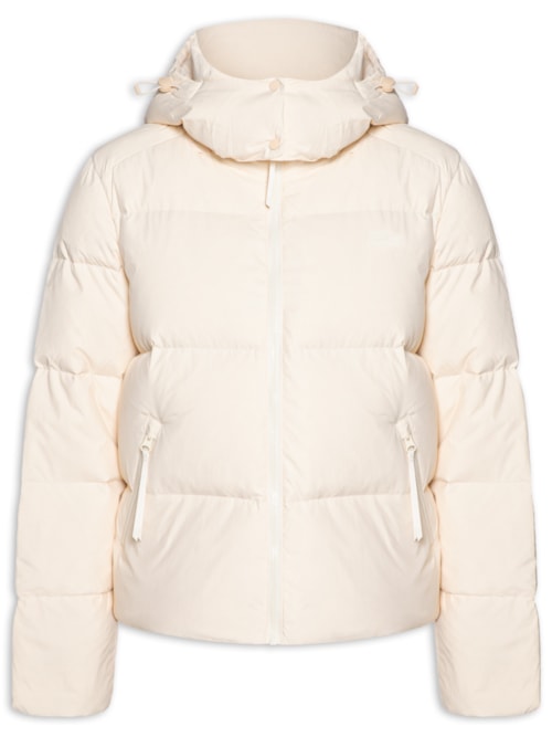 Jaqueta Feminina Puffer Com Capuz - Bege