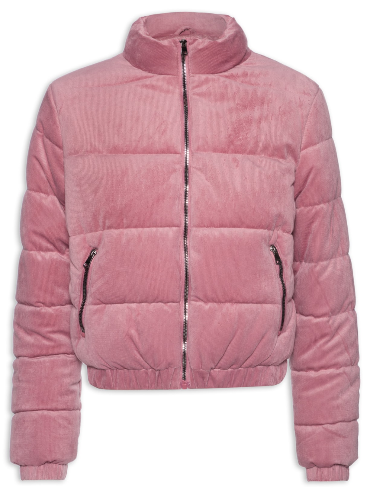 Jaqueta Feminina Puffer Em Cotelê - Rosa