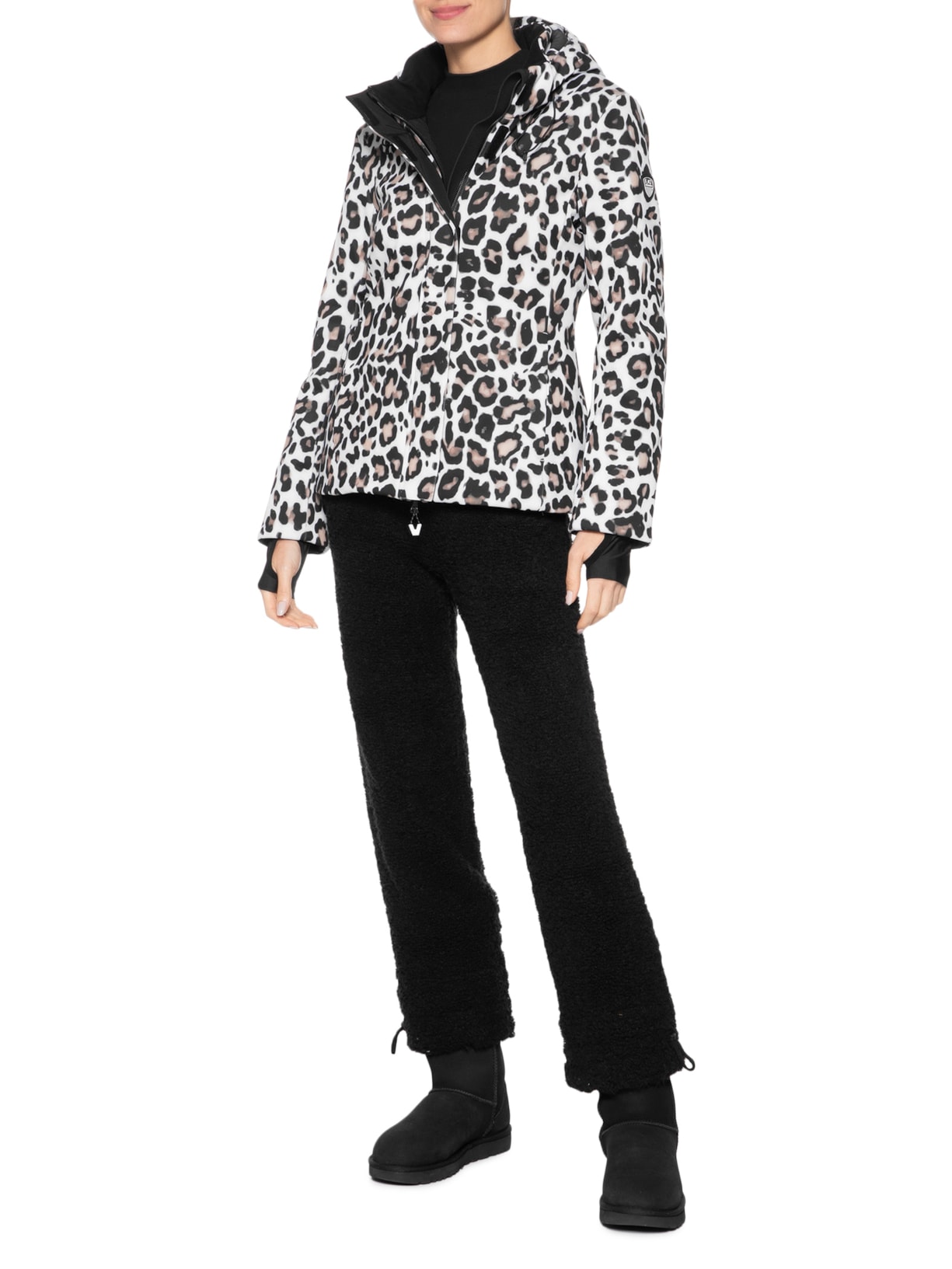 Jaqueta Feminina Puffer Estampada Com Capuz Branco Ea7 Emporio Armani