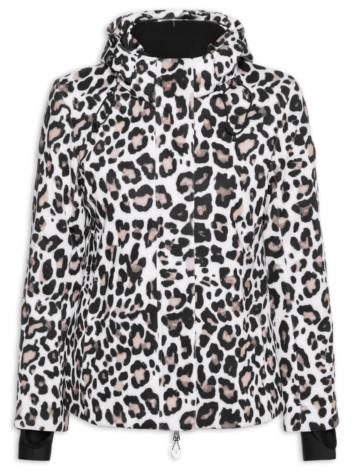 Jaqueta Feminina Puffer Estampada Com Capuz Branco Ea7 Emporio Armani