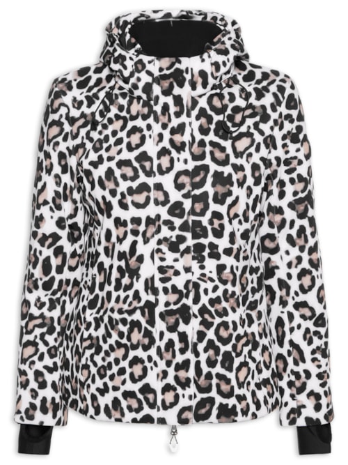 Jaqueta Feminina Puffer Estampada Com Capuz - Branco