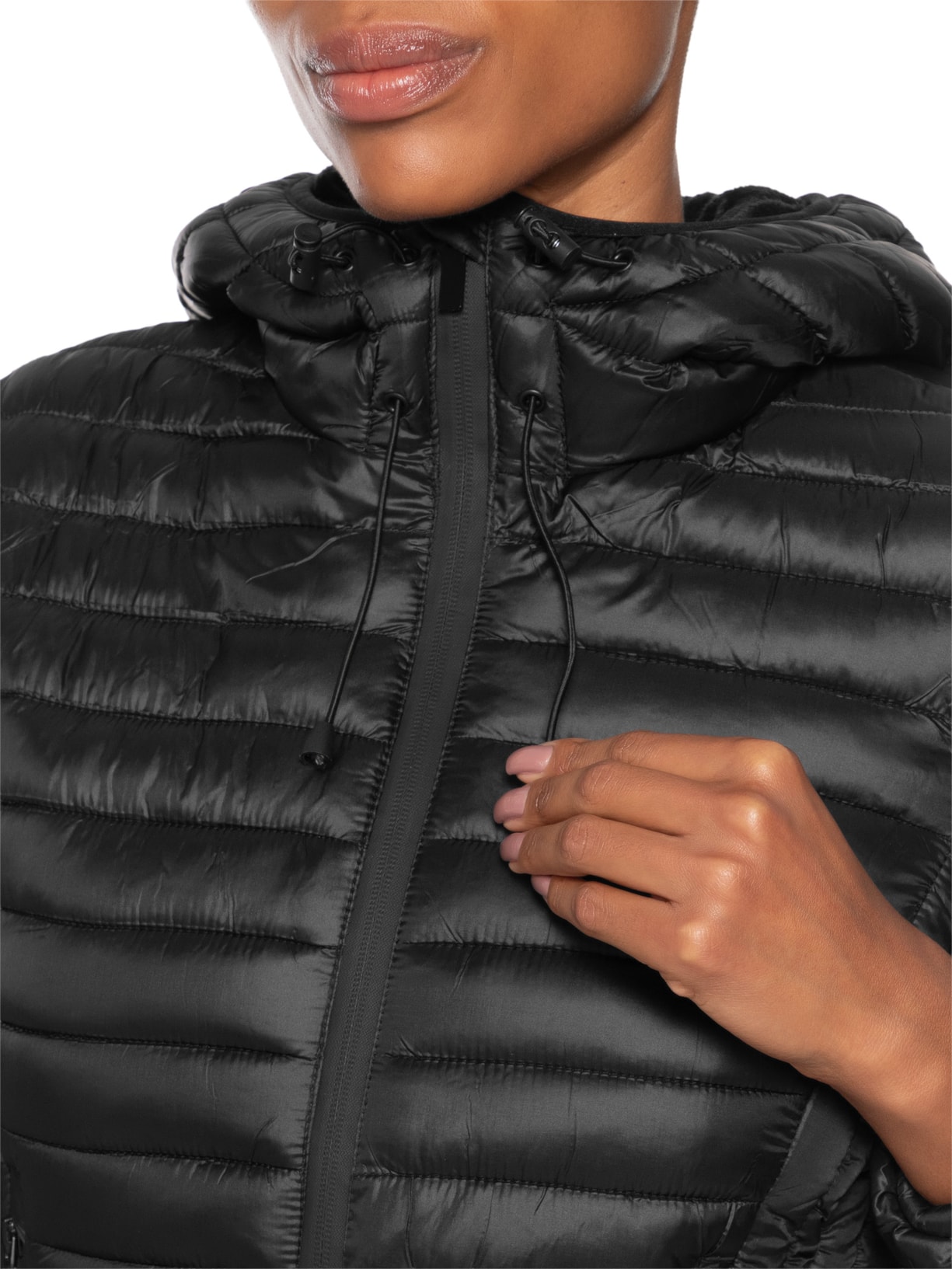 Jaqueta Feminina Puffer Forra Gorro Destacável Preto Basiq