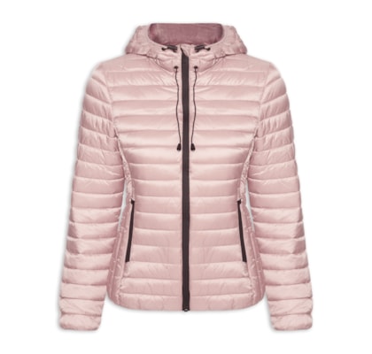Jaqueta Feminina Puffer Forra Gorro Destacável - Rosa