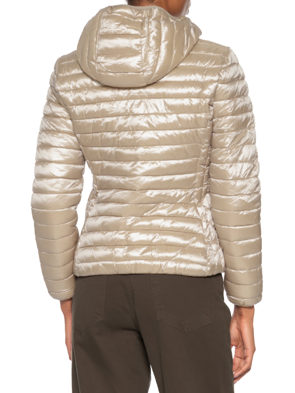 Jaqueta Feminina Puffer Forrada Com Gorro Destacável Bege Basiq