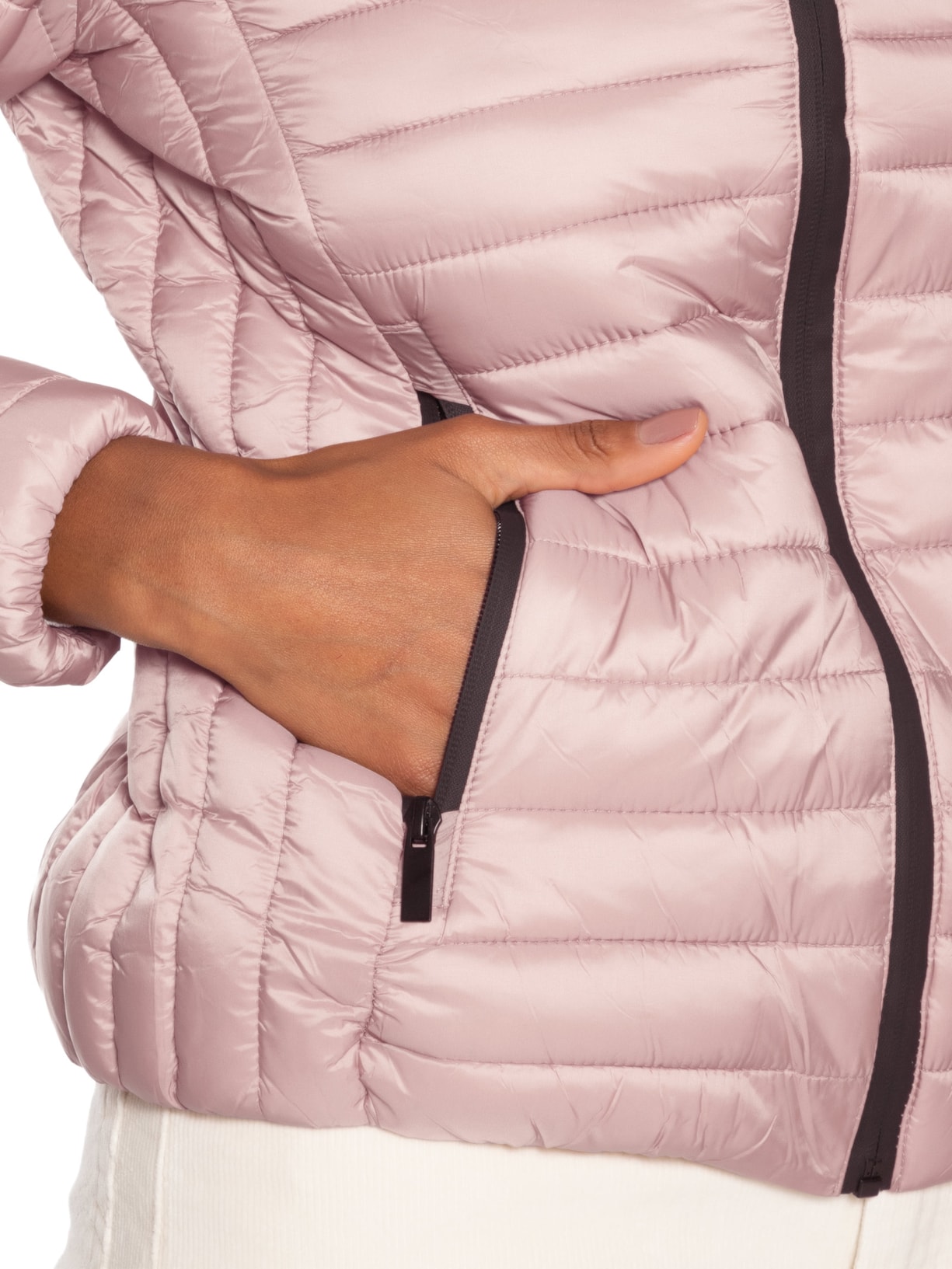Jaqueta Feminina Puffer Forrada Com Gorro Destacável Rosa Basiq