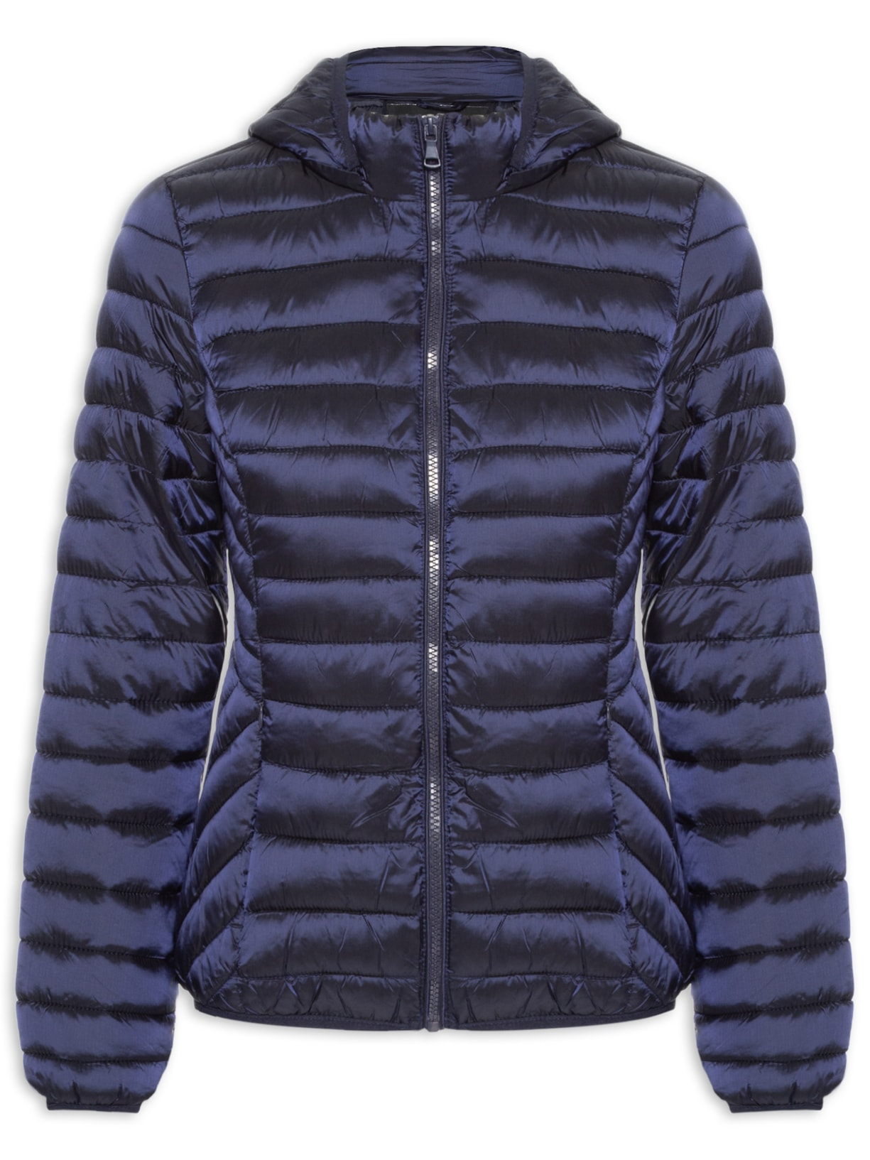 Jaqueta Feminina Puffer Gorro Destacável - Azul