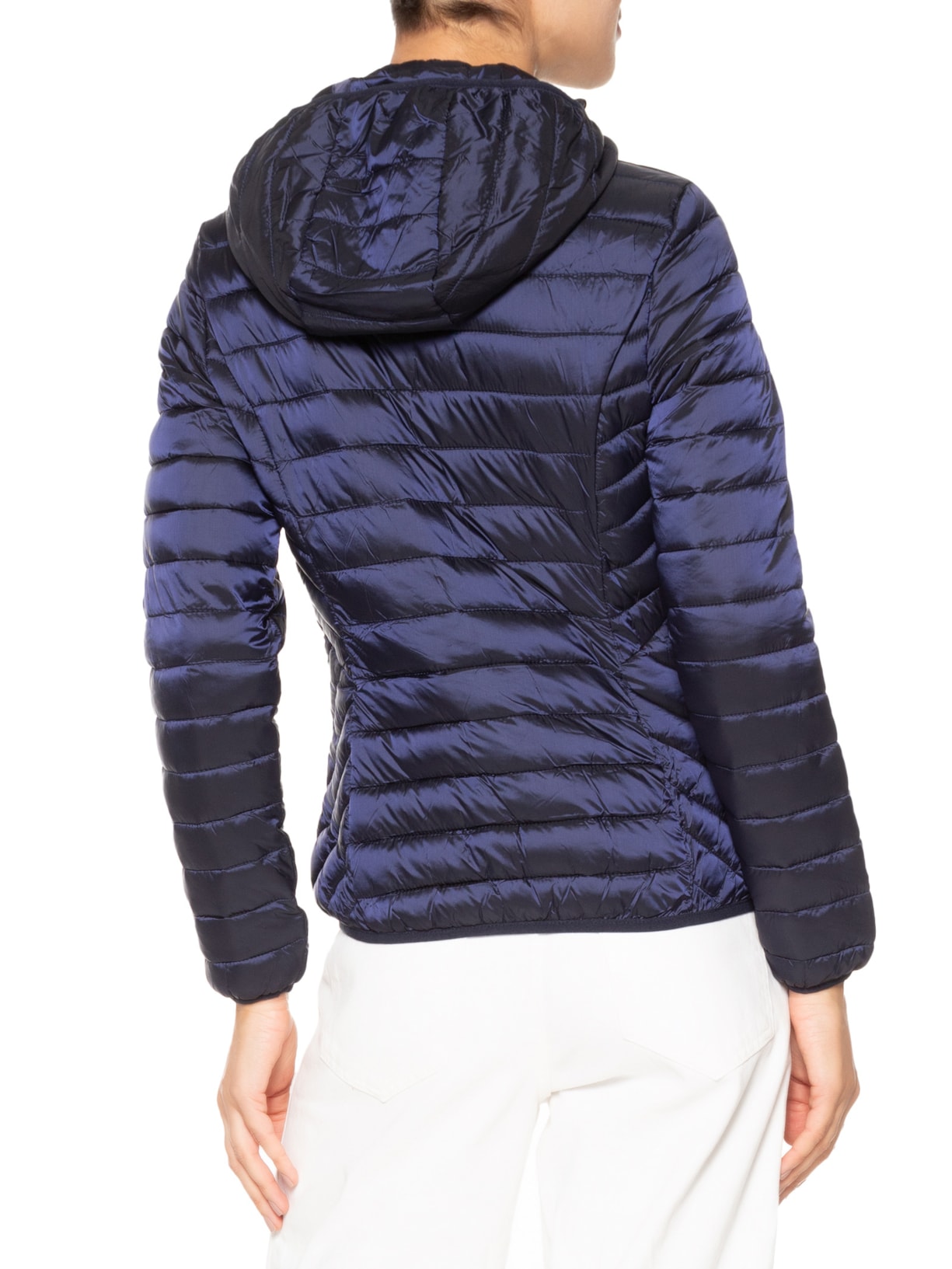 Jaqueta Feminina Puffer Gorro Destacável Azul Basiq