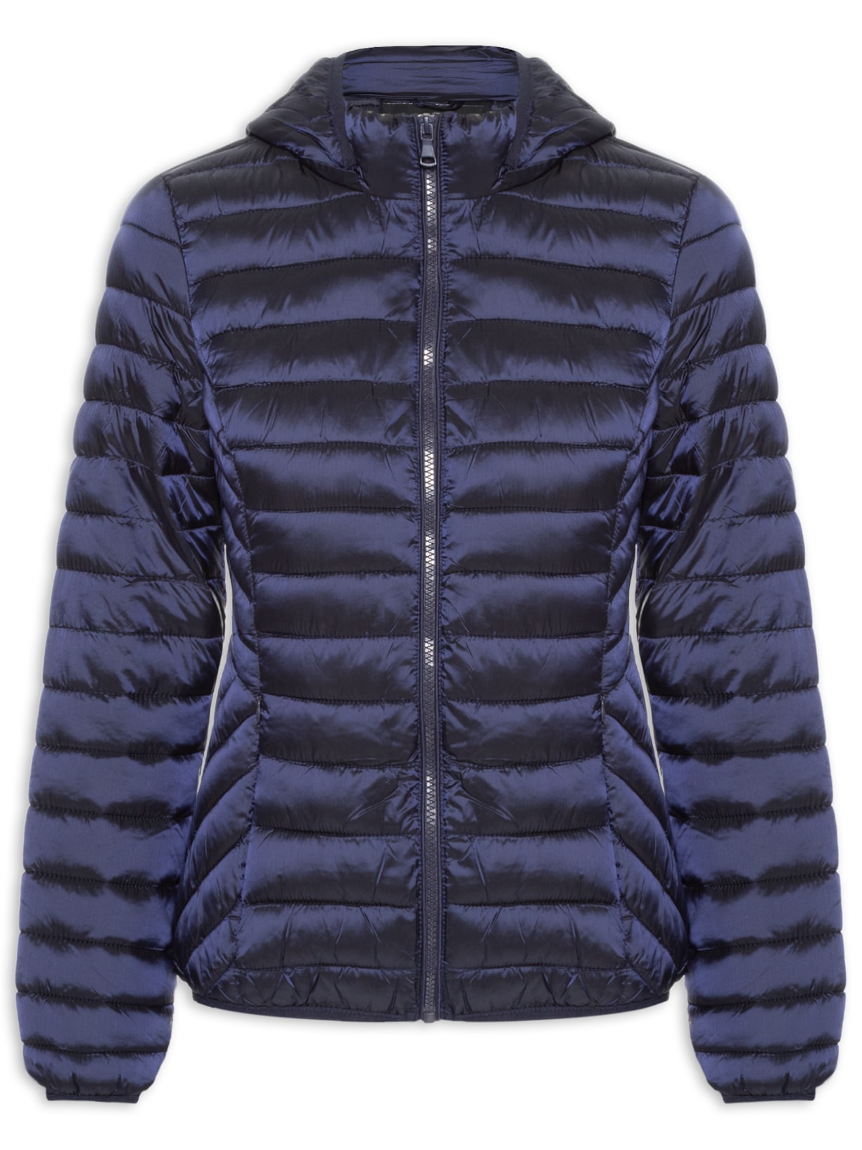 Jaqueta Feminina Puffer Gorro Destacável - Azul