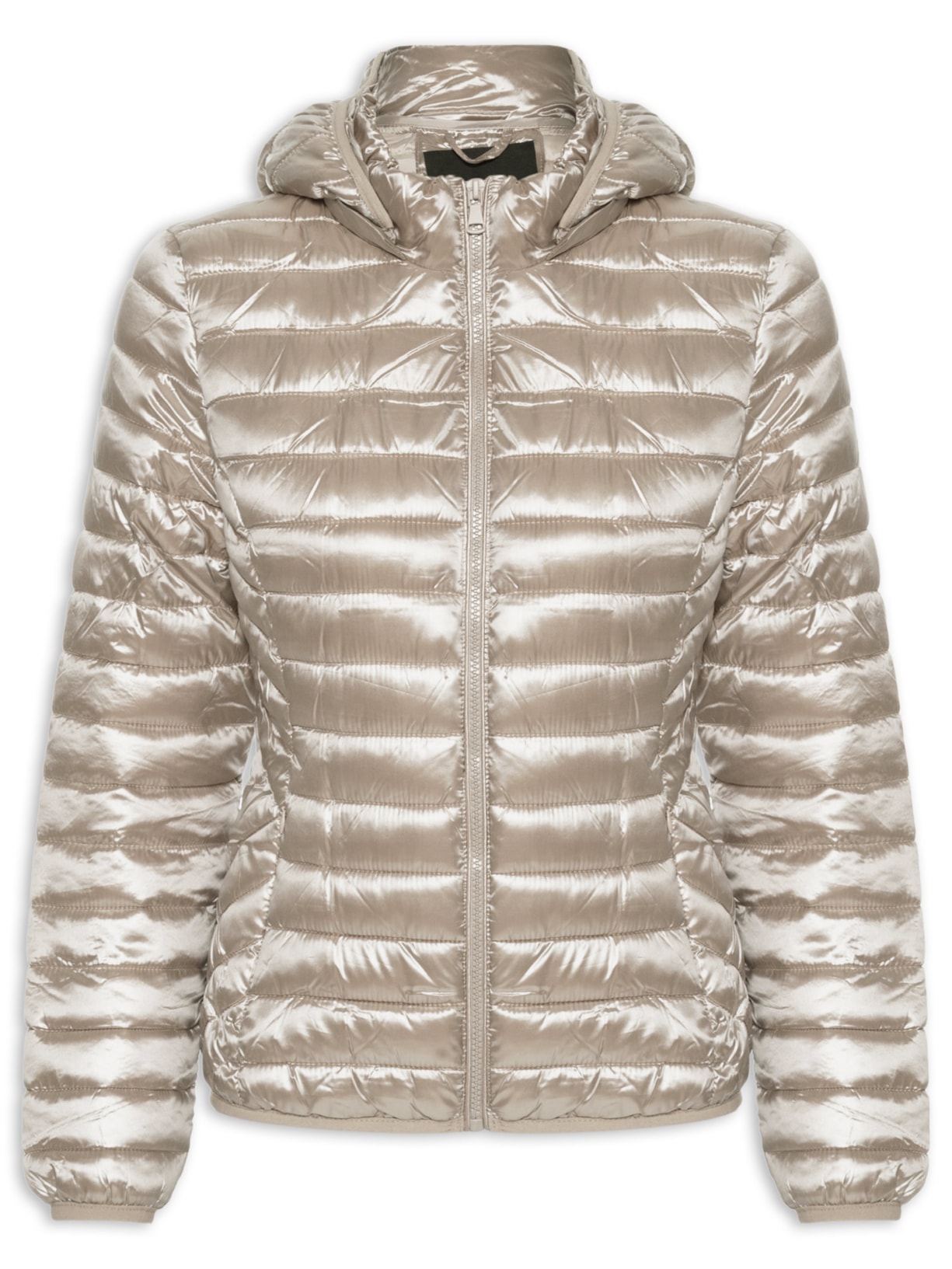 Jaqueta Feminina Puffer Gorro Destacável - Bege