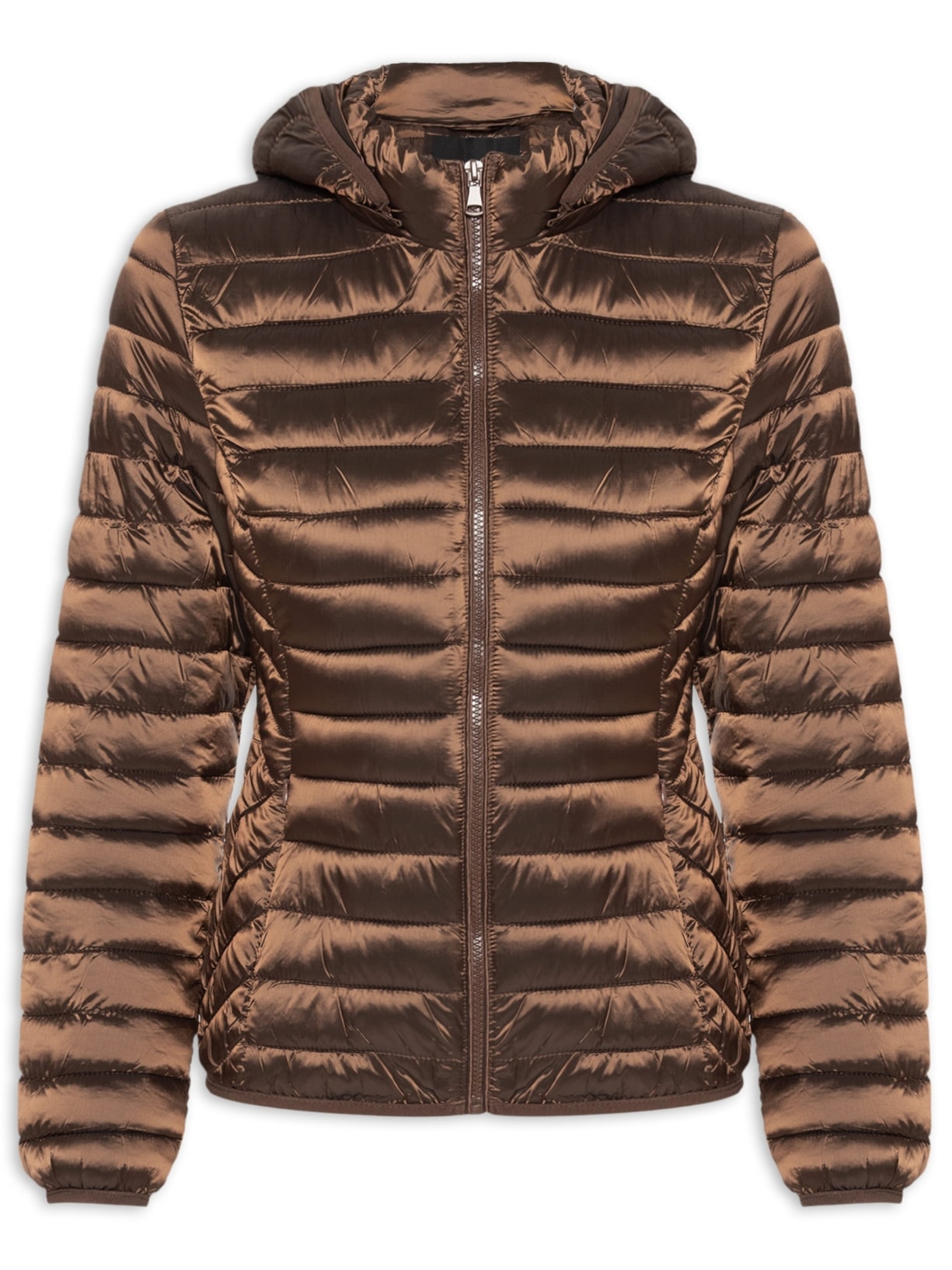 Jaqueta Feminina Puffer Gorro Destacável - Marrom