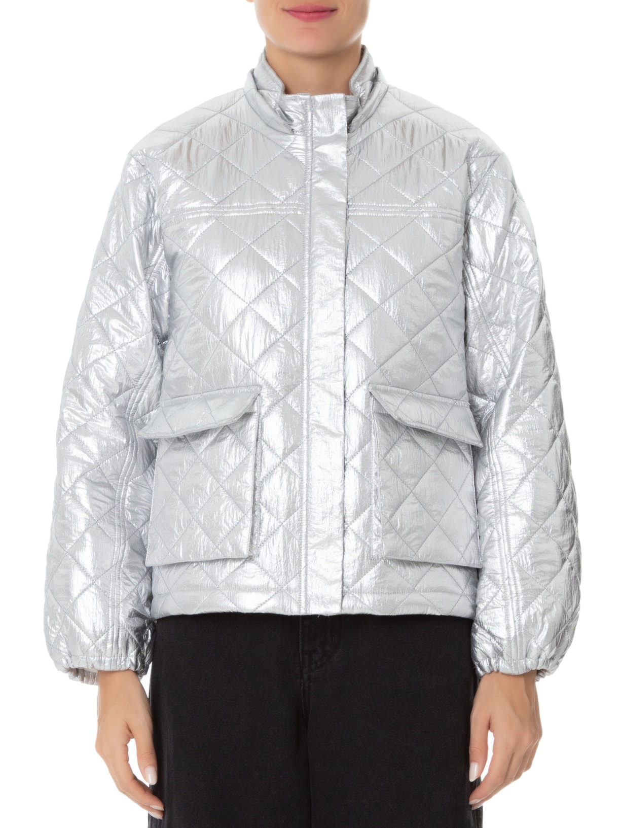 Jaqueta Feminina Puffer Metalizado Mel Nk Prata - Main Image