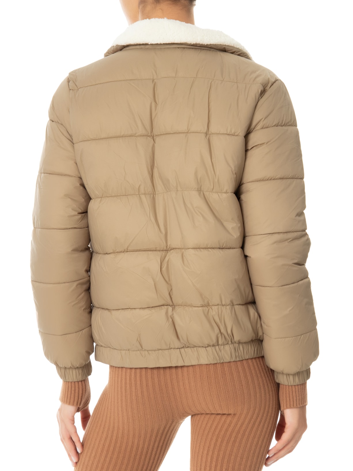 Jaqueta Feminina Puffer Pelúcia Bege Market 33