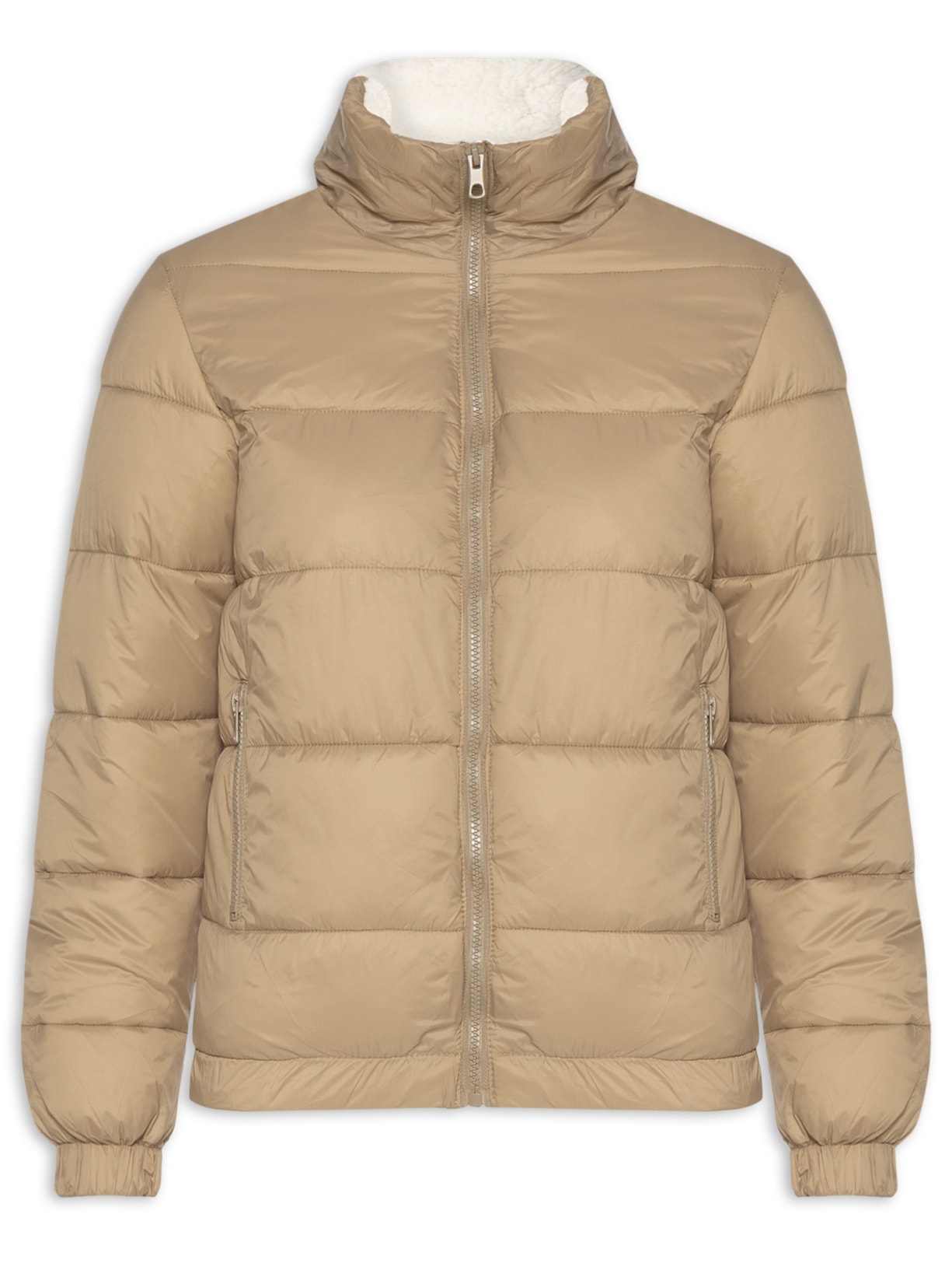 Jaqueta Feminina Puffer Pelúcia - Bege