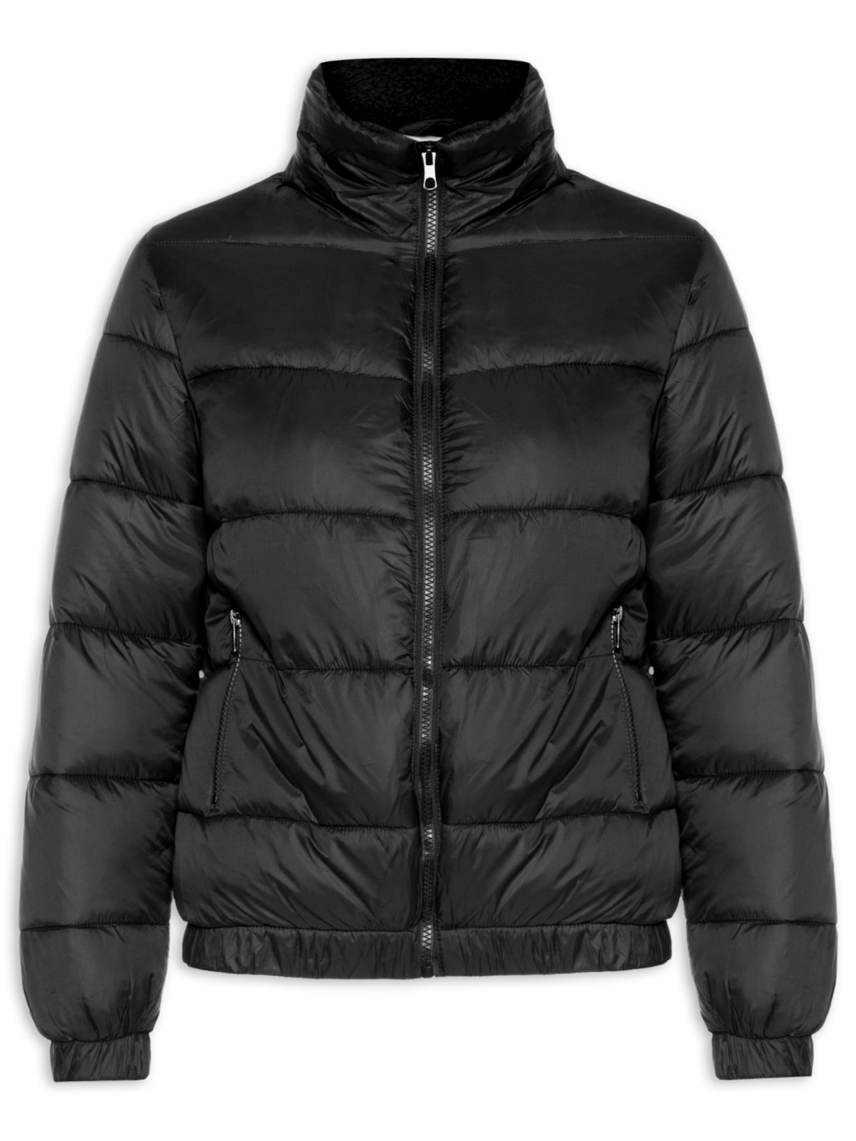 Jaqueta Feminina Puffer Pelucia Preto Market 33