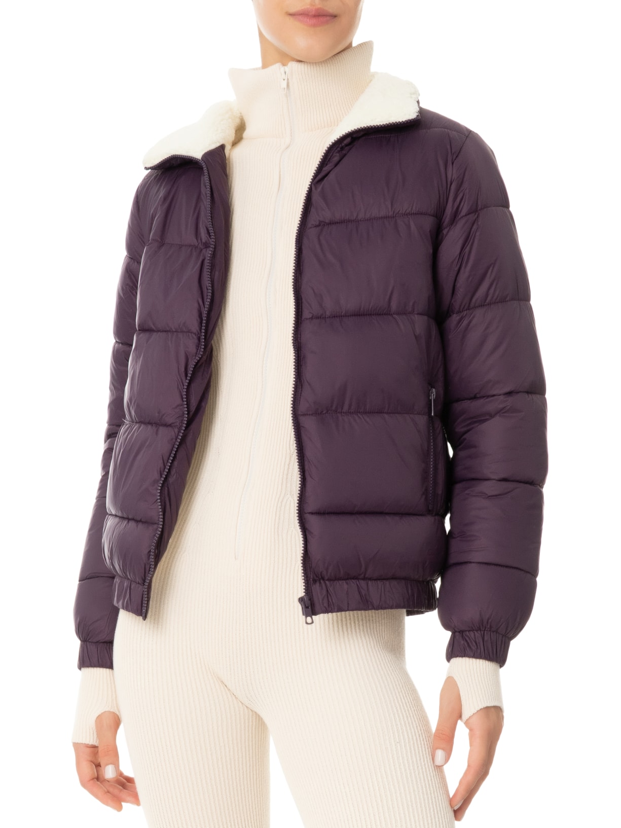 Jaqueta Feminina Puffer Pelúcia Roxo Market 33