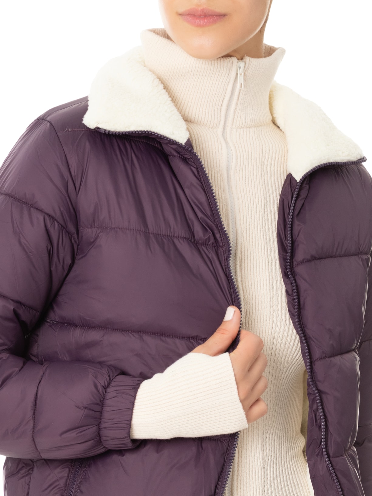 Jaqueta Feminina Puffer Pelúcia Roxo Market 33