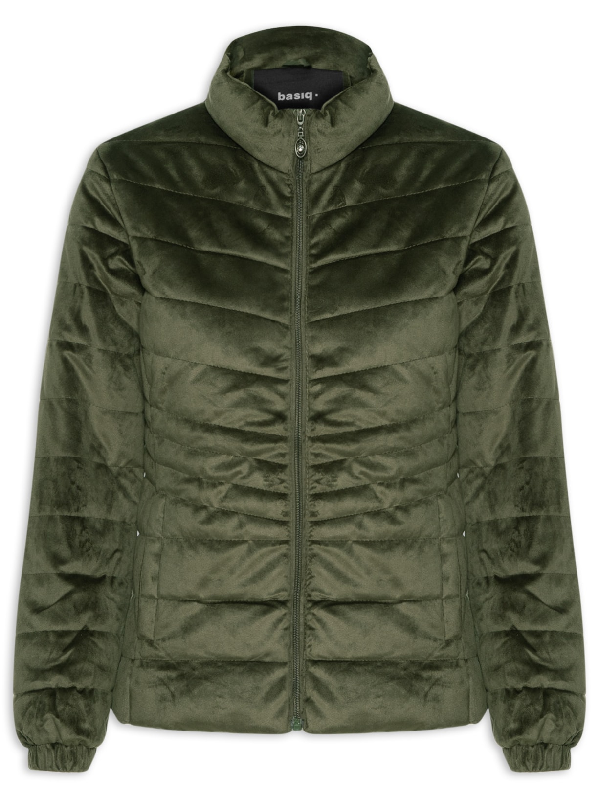 Jaqueta Feminina Puffer Veludo Forrada - Verde