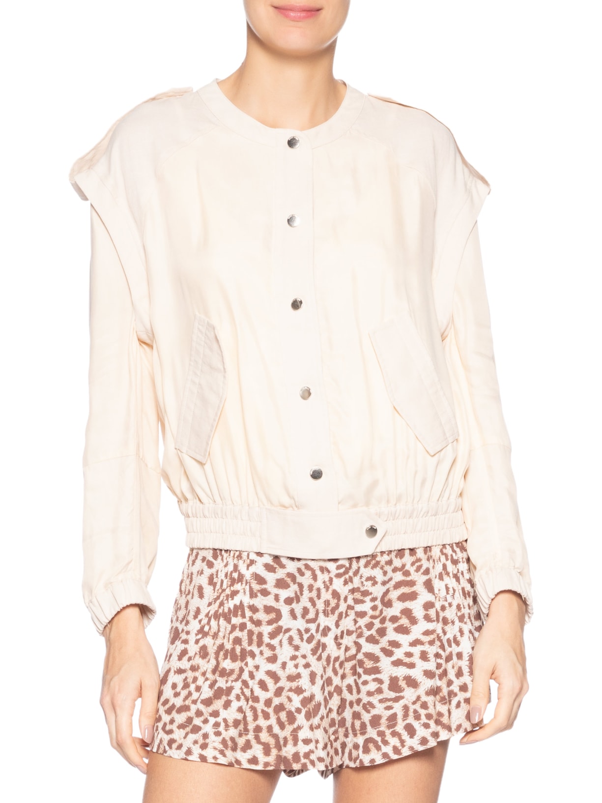 Jaqueta Feminina Recortes Tess Off White Animale Jeans