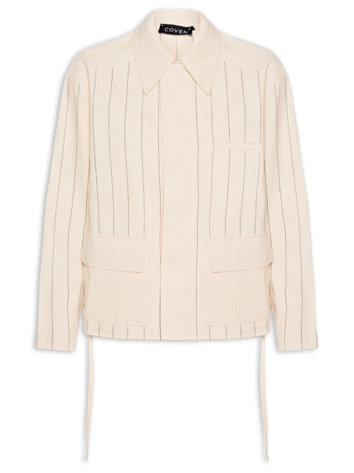 Jaqueta Feminina Risca De Giz Pespontada - Off White