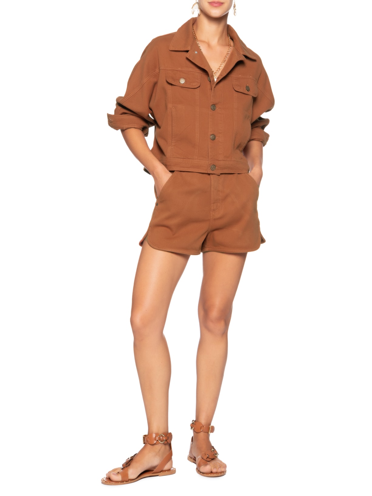 Jaqueta Feminina Sarja Color Marrom Dress To