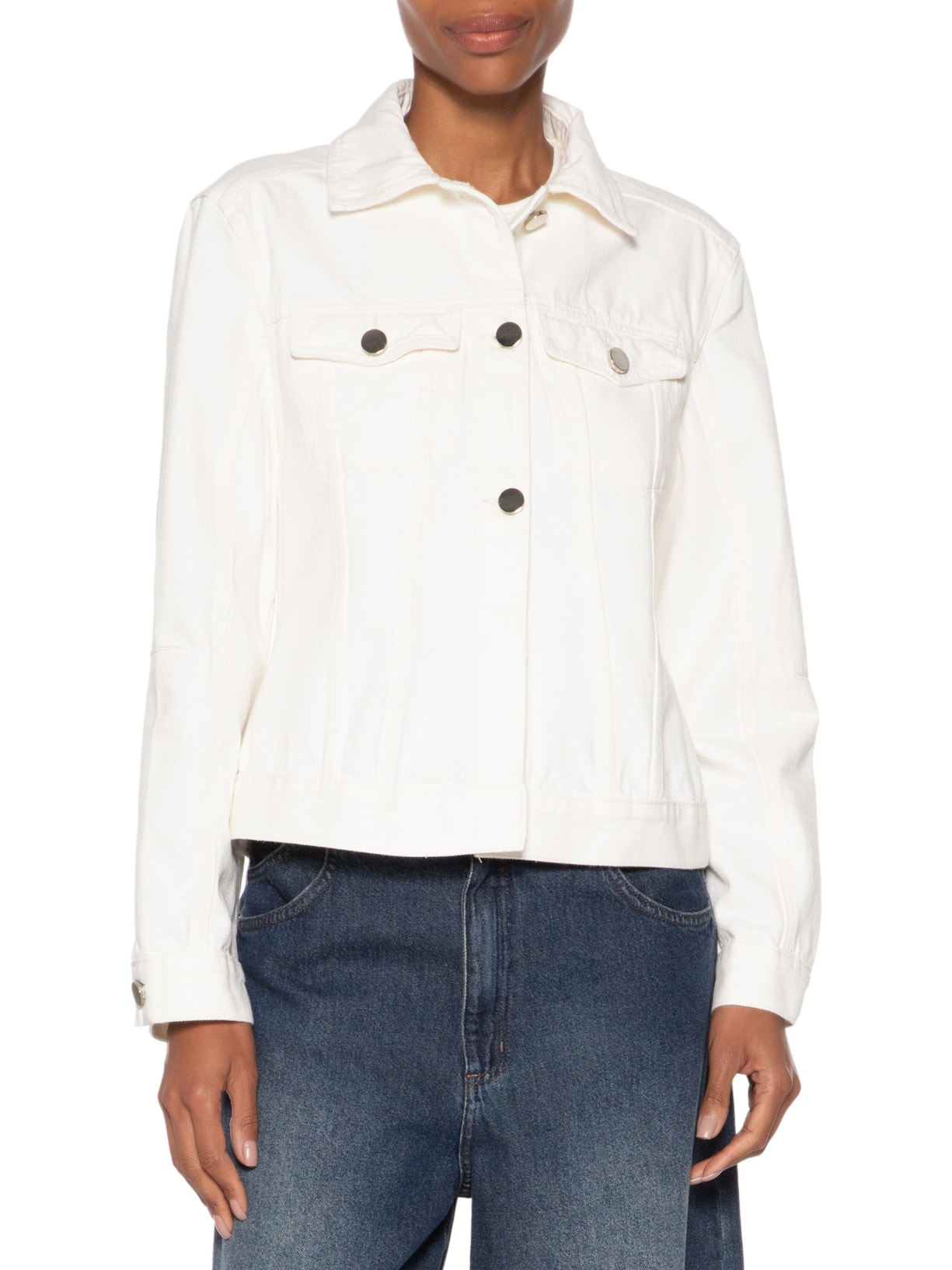 Jaqueta Feminina Sarja Detalhe Costas Branco Animale