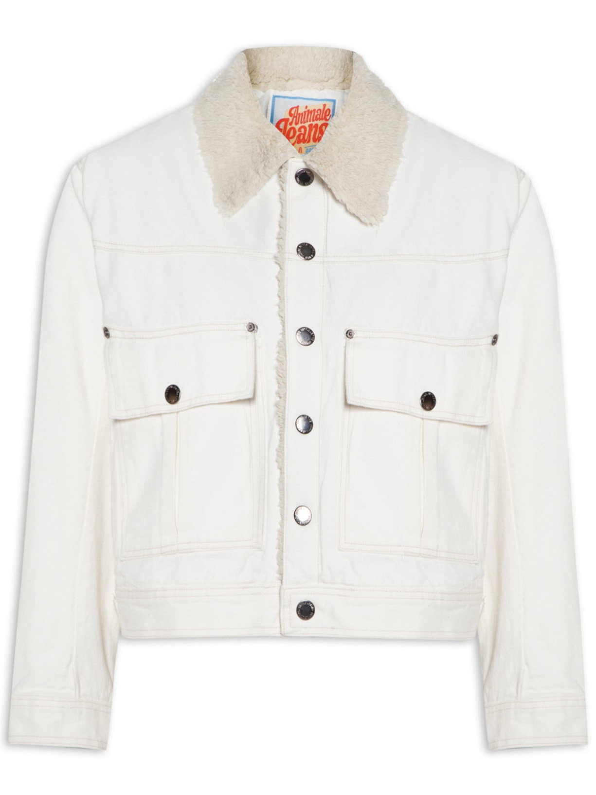 Jaqueta Feminina Sarja Forrada Com Pelo - Off White