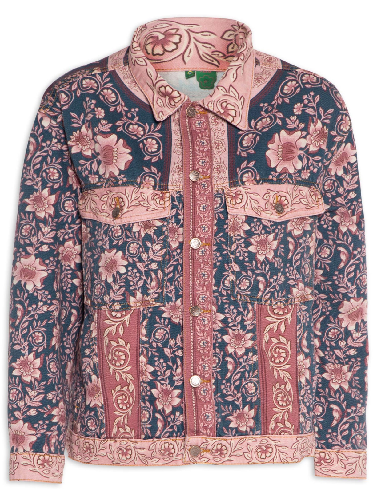 Jaqueta Feminina Sarja Jardim Boho - Rosa