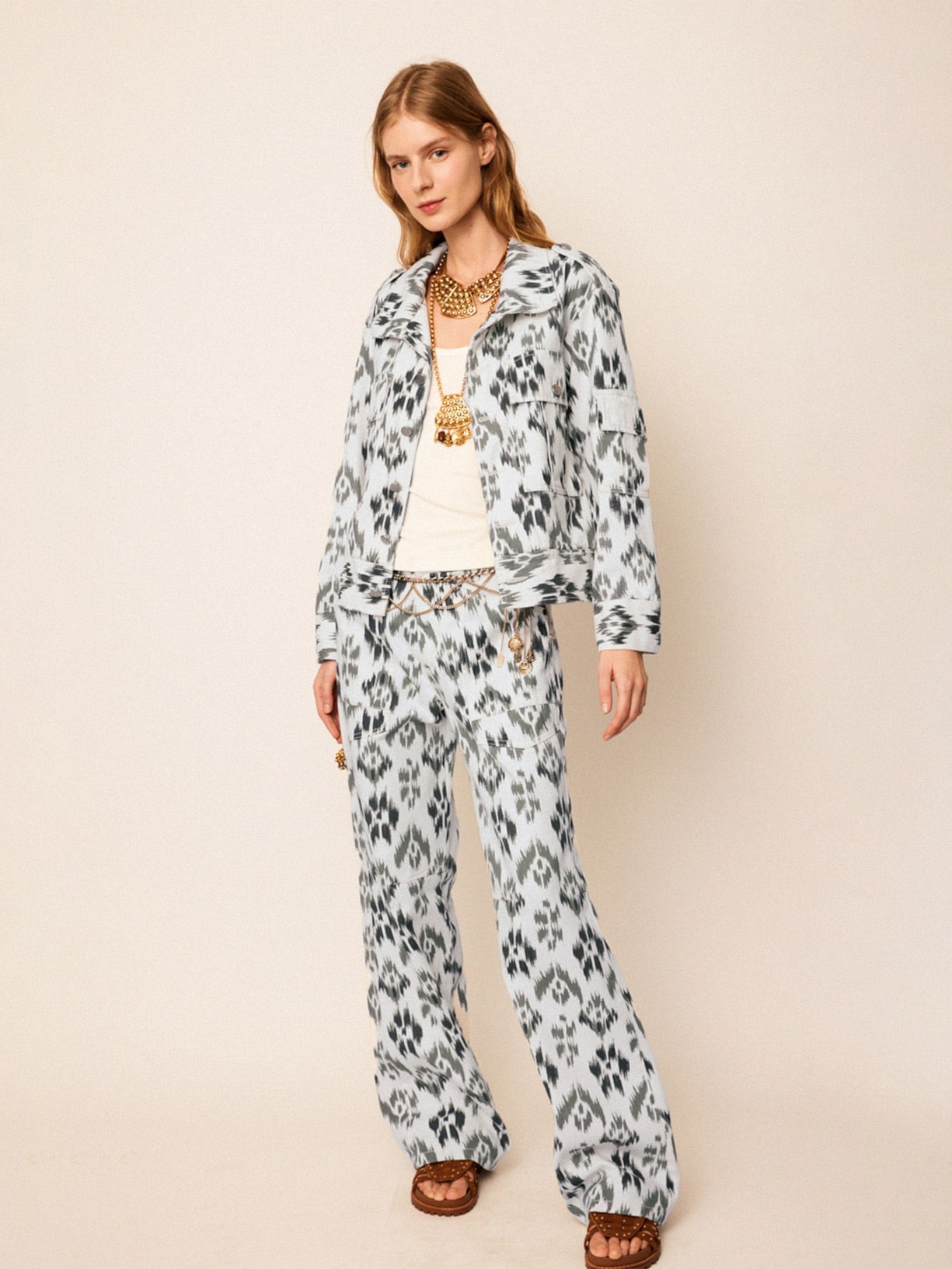 Jaqueta Feminina Sarja Jodhpur Branco Mixed