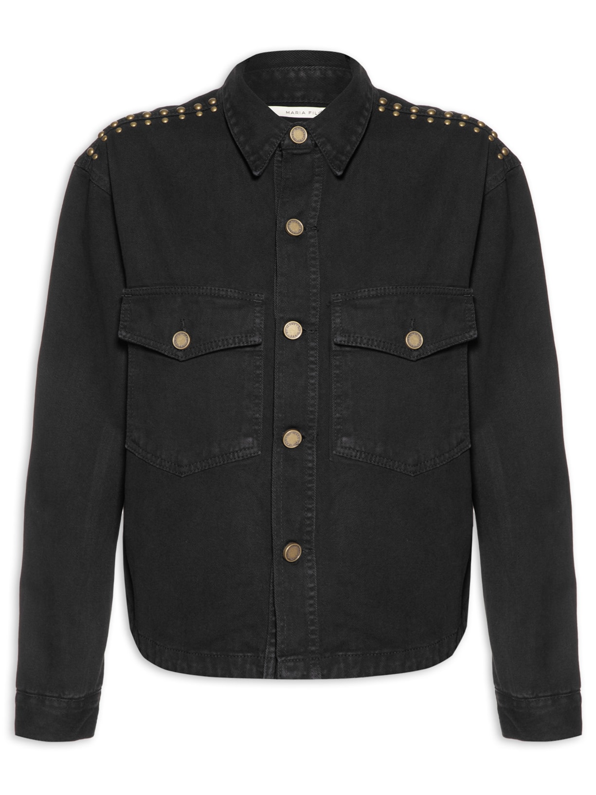 Jaqueta Feminina Sarja Mix De Tachas - Preto