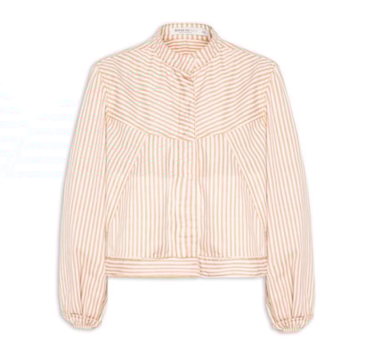 Jaqueta Feminina Sarja Mix Listras - Vermelho