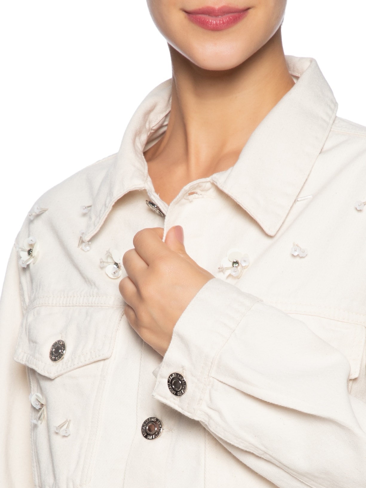 Jaqueta Feminina Sarja Over Bordado Off White Animale Jeans