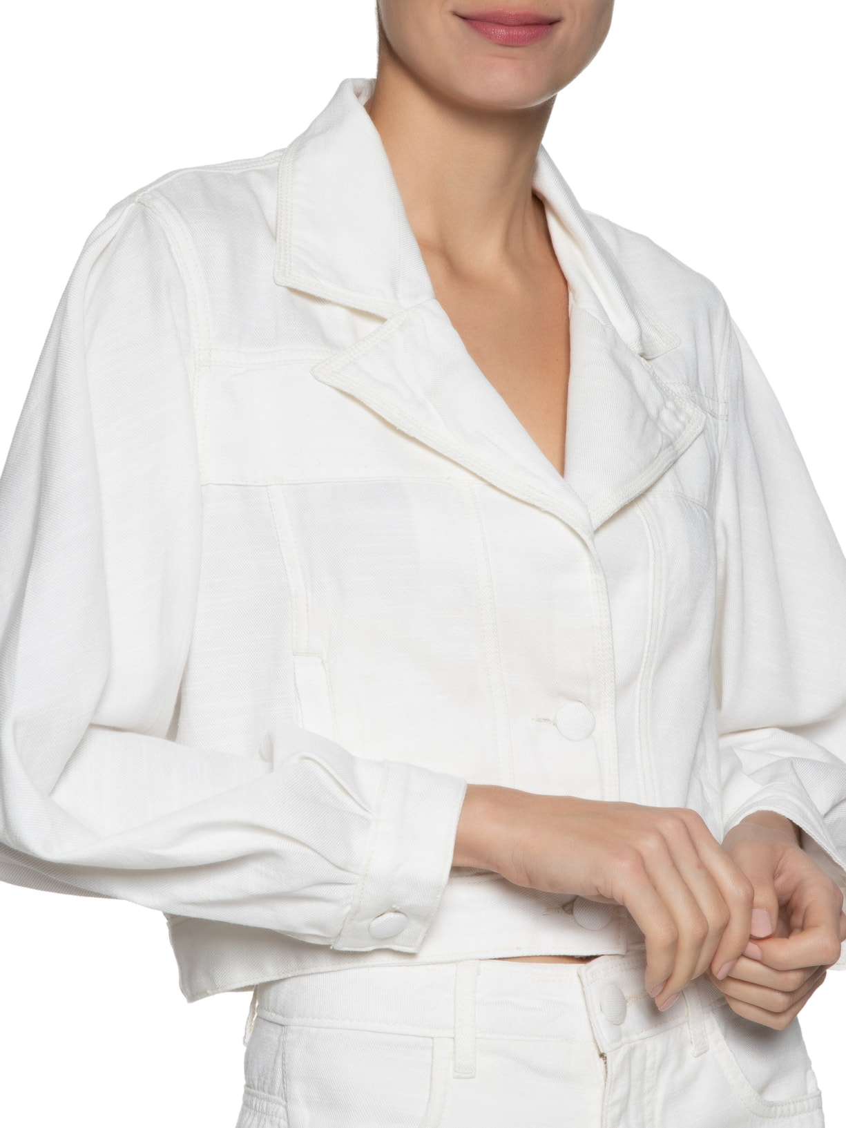 Dress To Jaqueta Feminina Sarja Recortes Off White