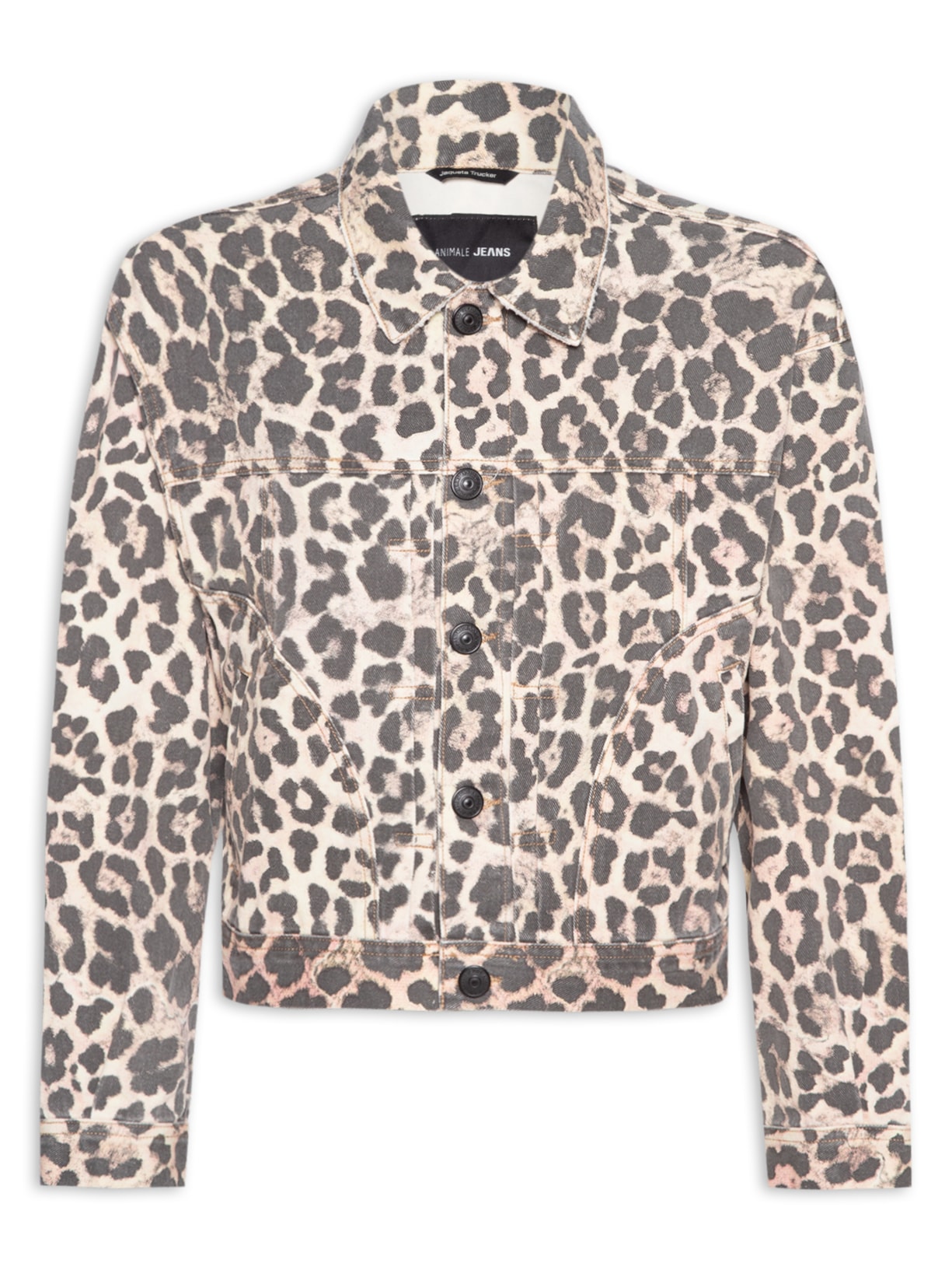 Jaqueta Feminina Sarja Trucker Onça - Animal Print