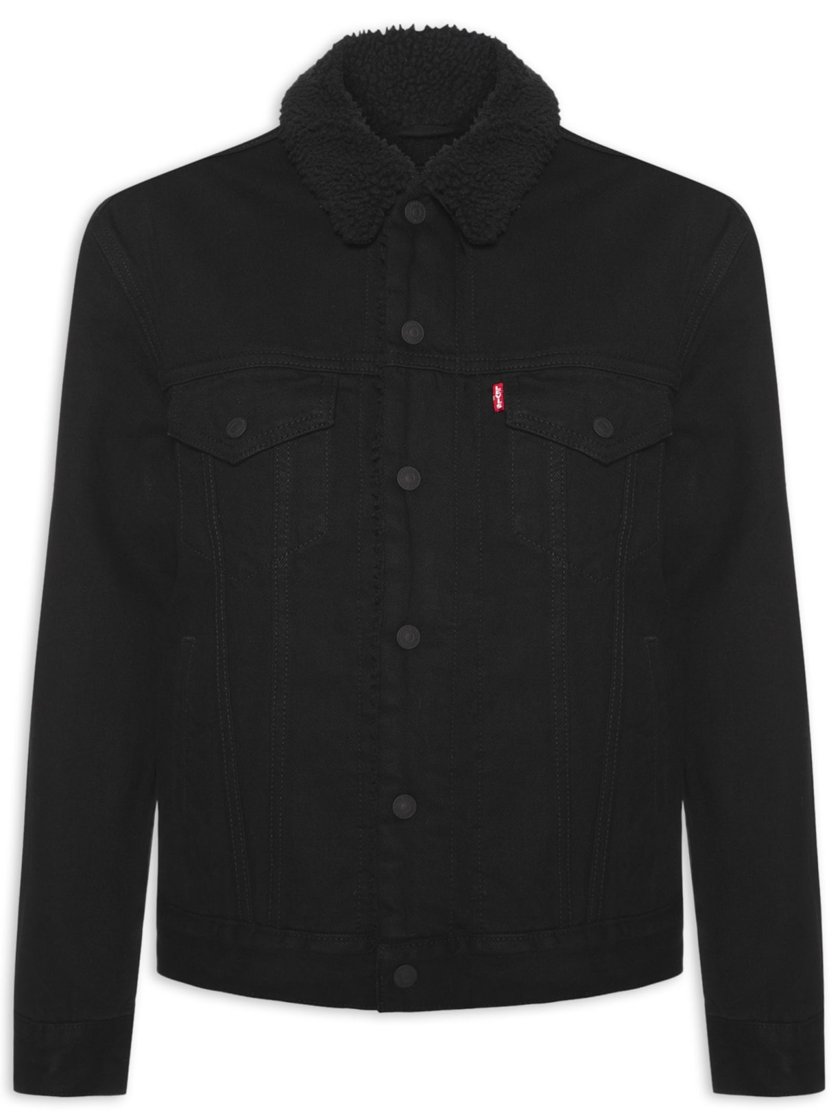 Jaqueta Feminina Sherpa Trucker - Preto