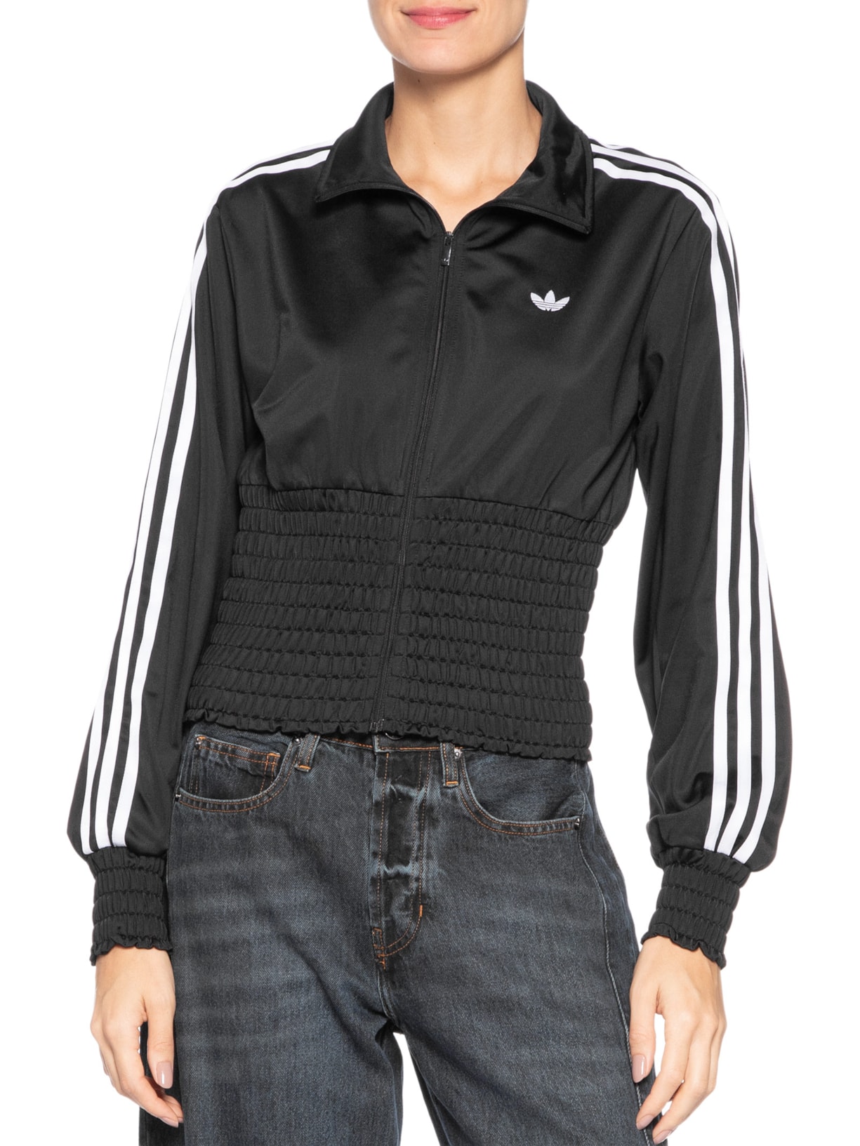 Jaqueta Feminina Smocked Firebird Tt Preto Adidas Originals