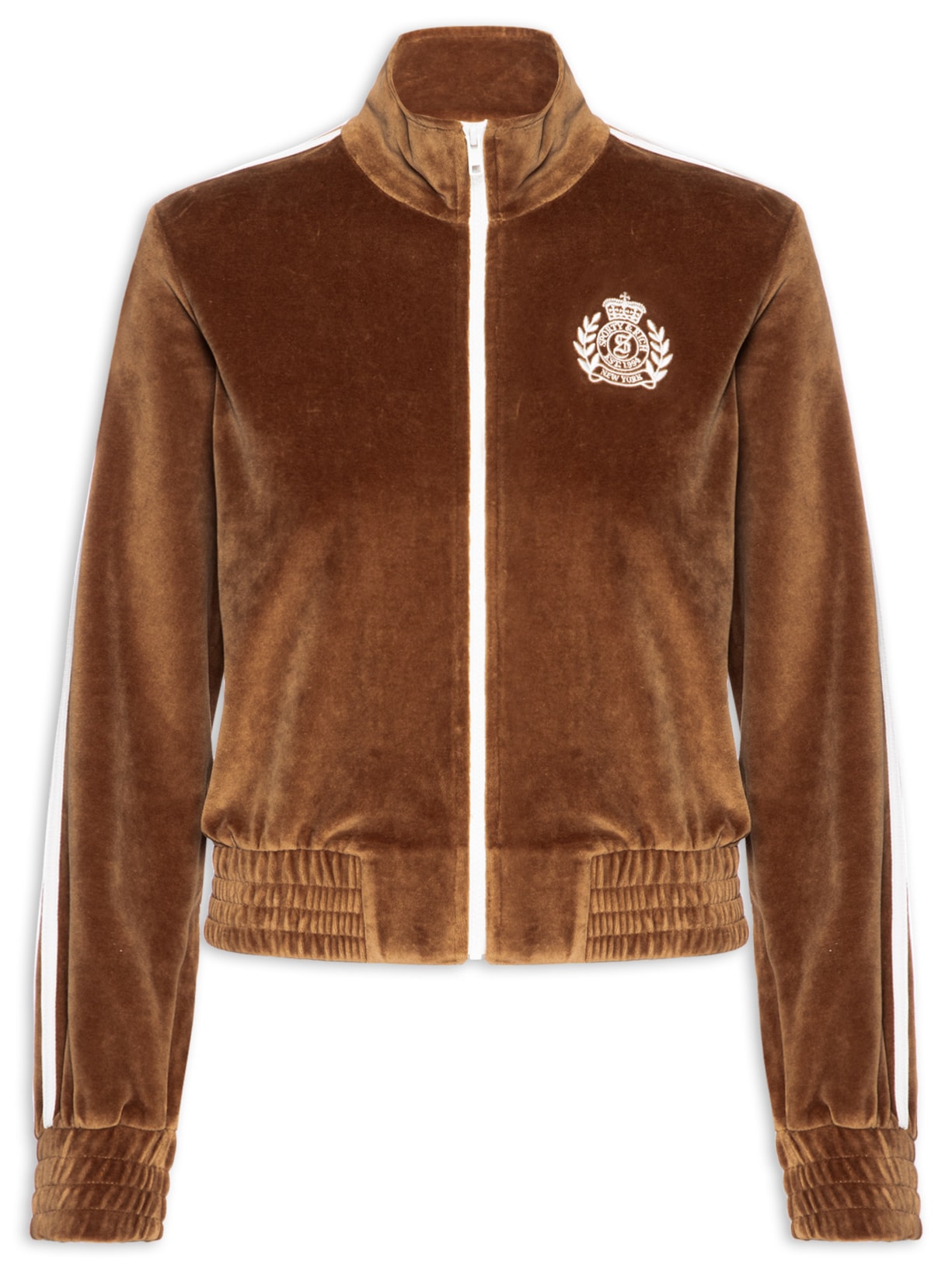 Jaqueta Feminina Sportswear Velour Track Marrom Sporty & Rich