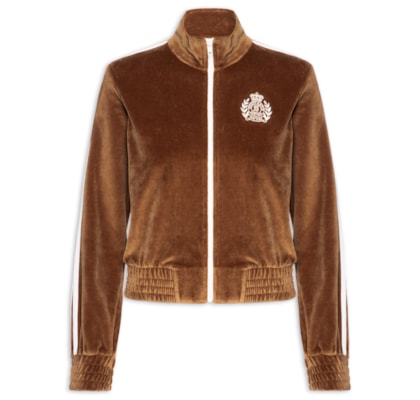Jaqueta Feminina Sportswear Velour Track - Marrom