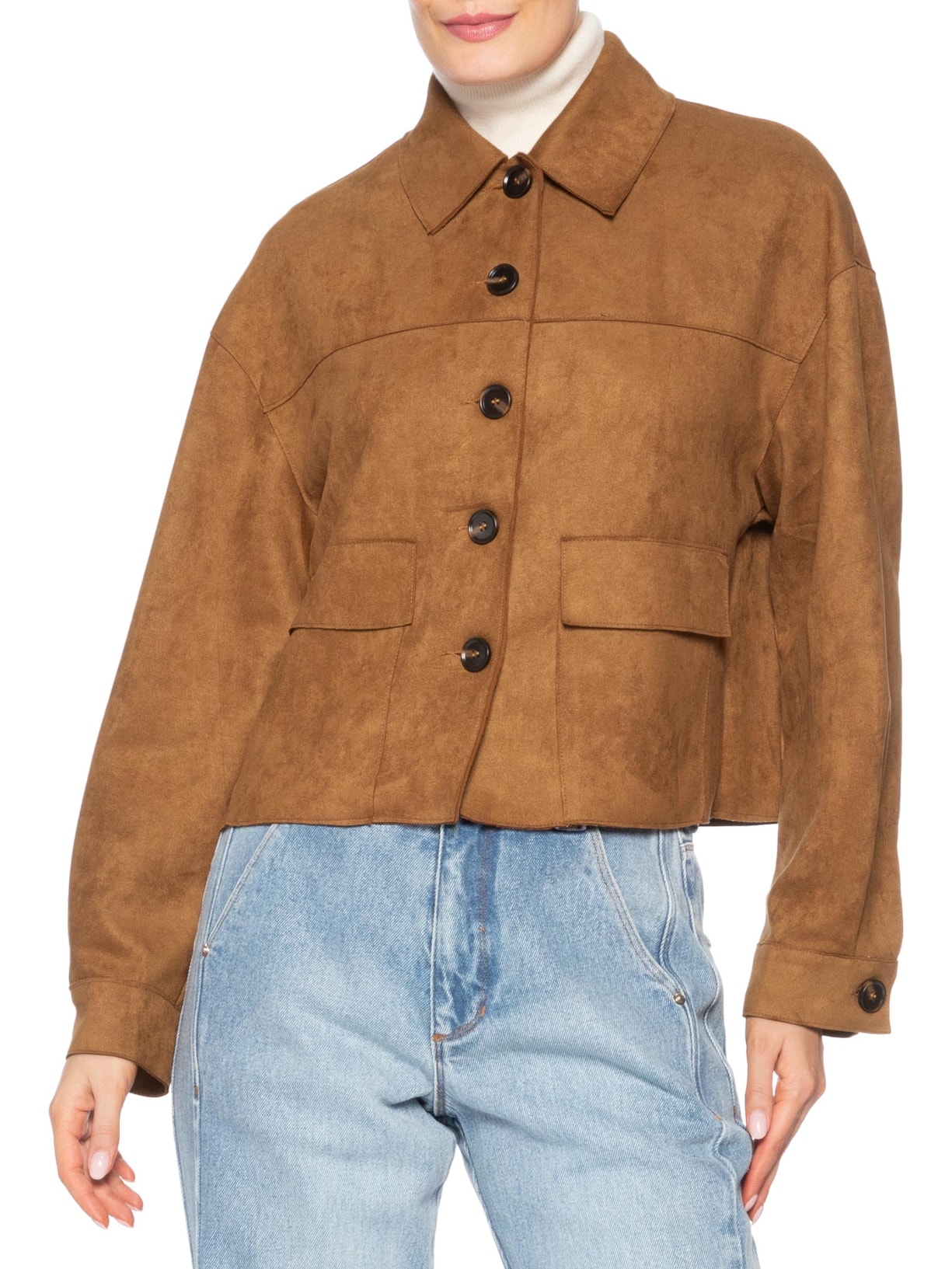 Jaqueta Feminina Suede Bege Basiq