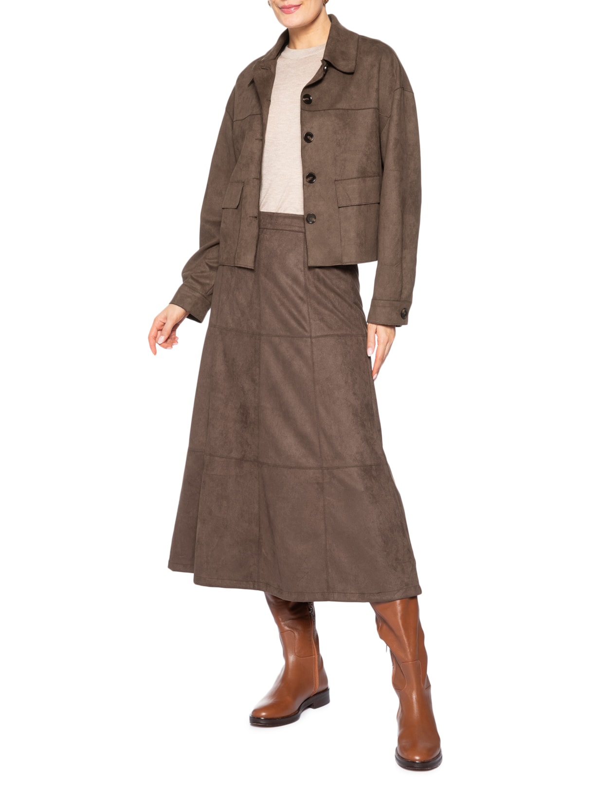 Jaqueta Feminina Suede Marrom Basiq