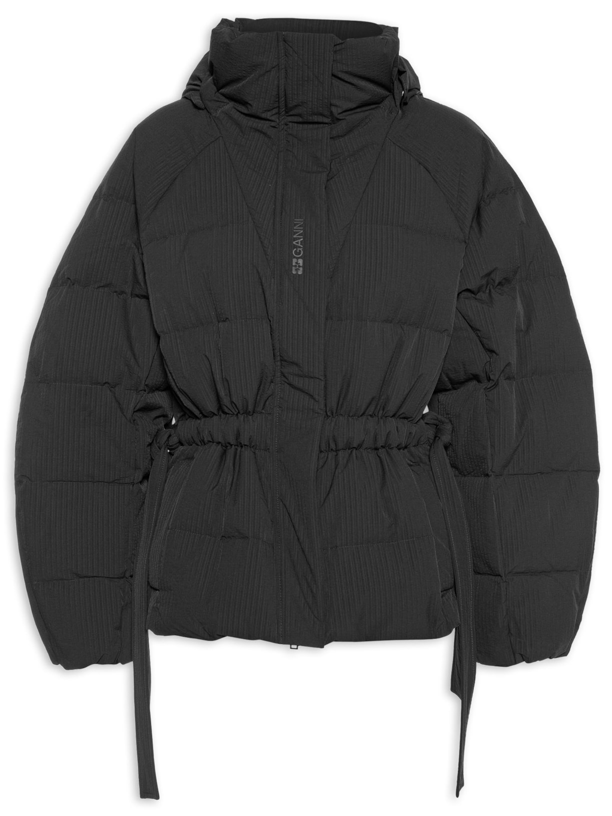 Jaqueta Feminina Tech Seersucker Oversized Puffer - Preto