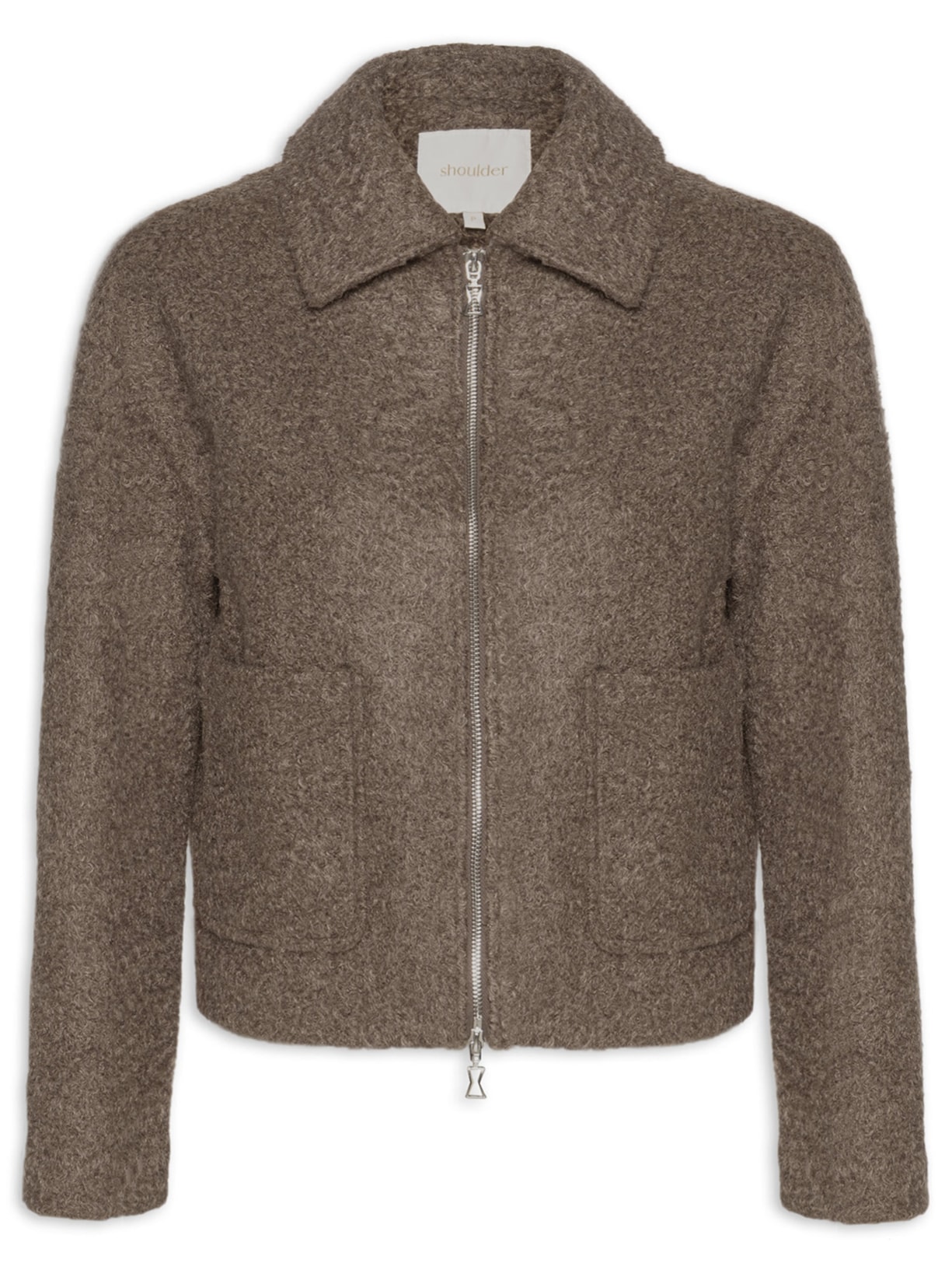 Jaqueta Feminina Texturizada Bolsos - Marrom