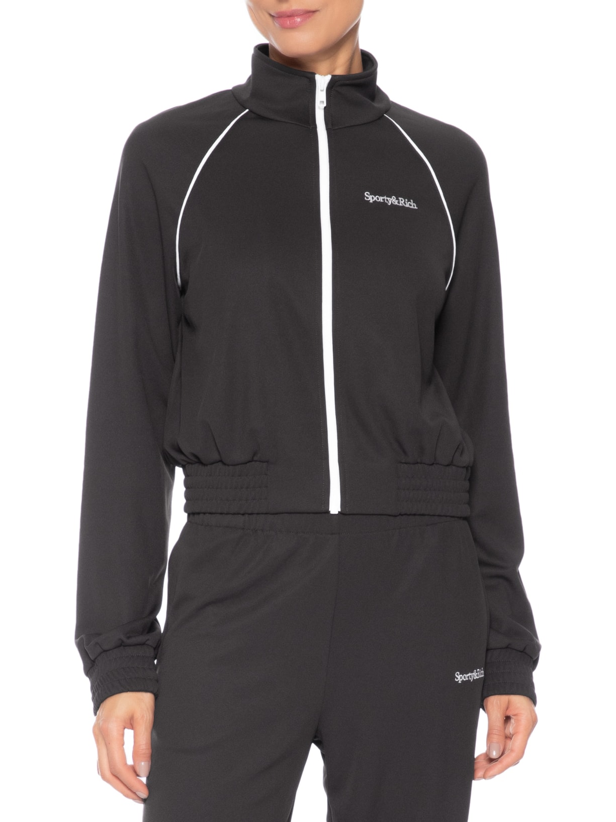 Jaqueta Feminina Track Serif Logo Retrô Marrom Sporty & Rich