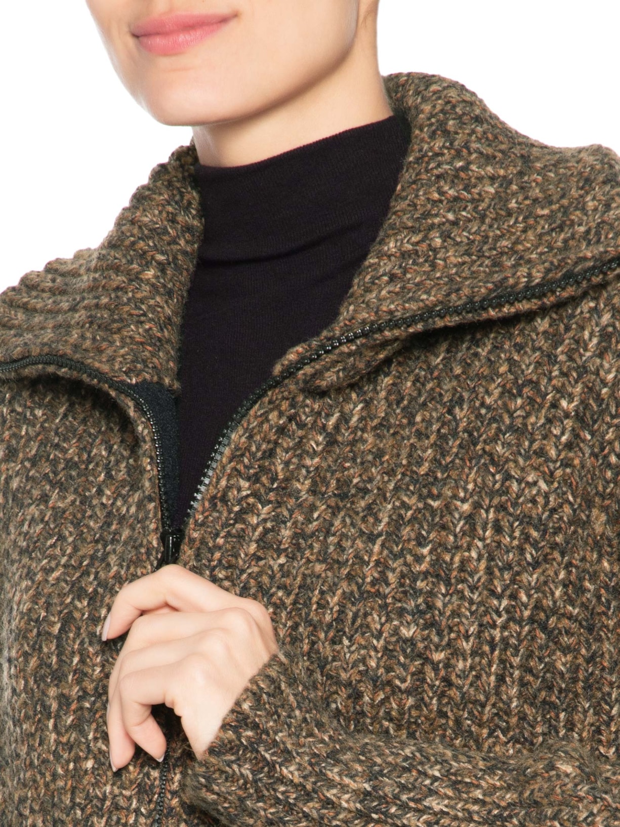 Jaqueta Feminina Tricot Marrom Anselmi