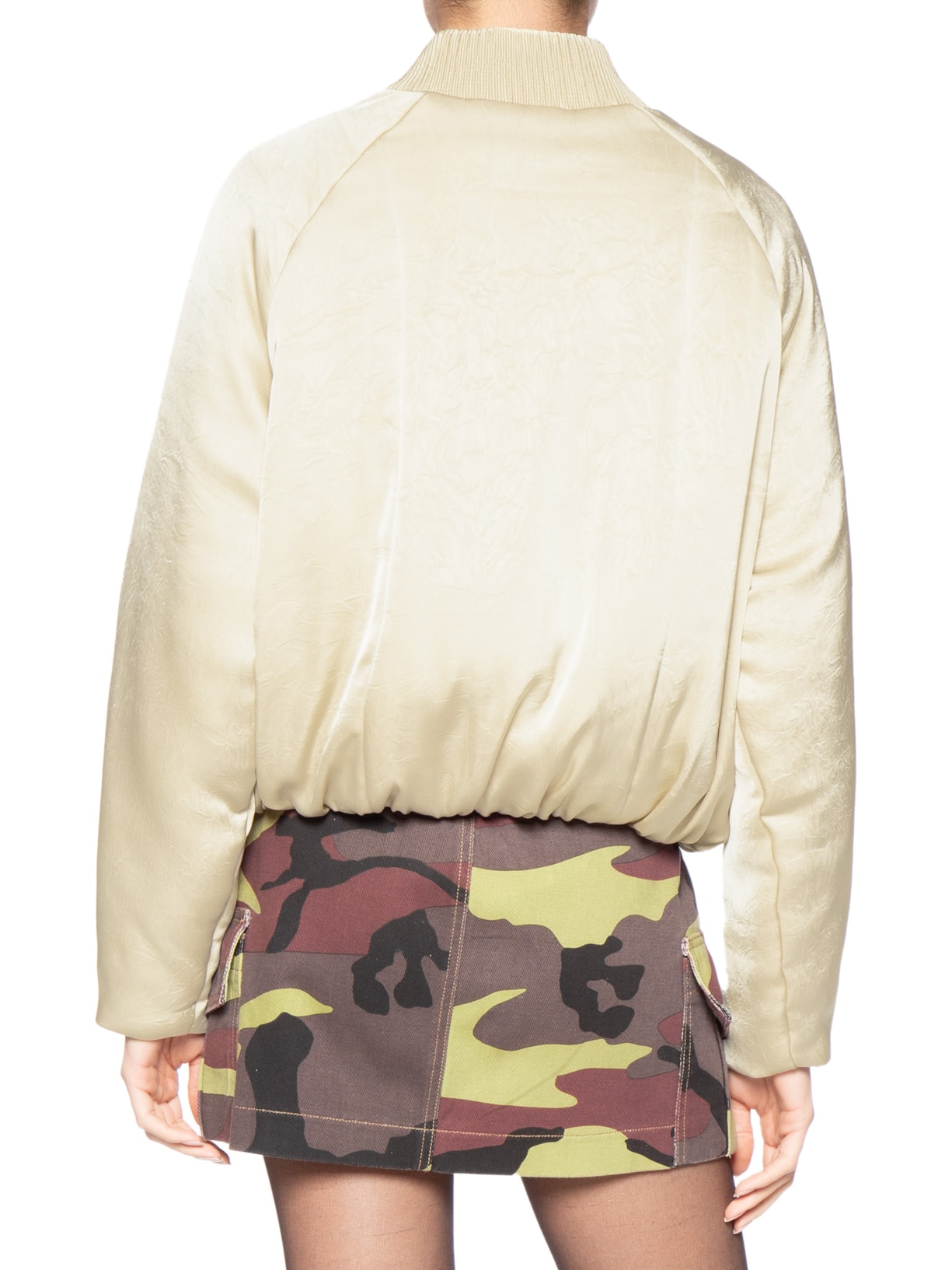 Jaqueta FemininaDe Nylon  Toque Acetinado Bege Animale Jeans