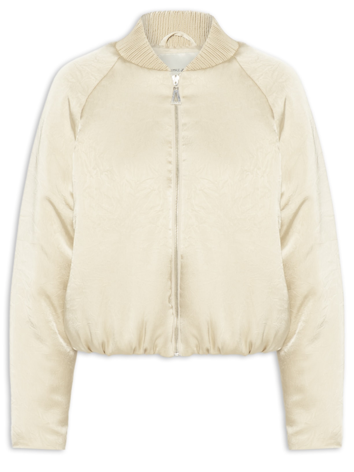 Jaqueta FemininaDe Nylon  Toque Acetinado Bege Animale Jeans