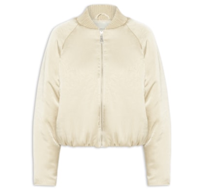 Jaqueta FemininaDe Nylon  Toque Acetinado - Bege