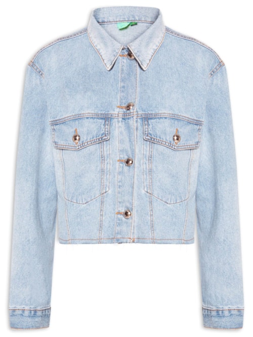 Jaqueta Jeans Cropped - Azul