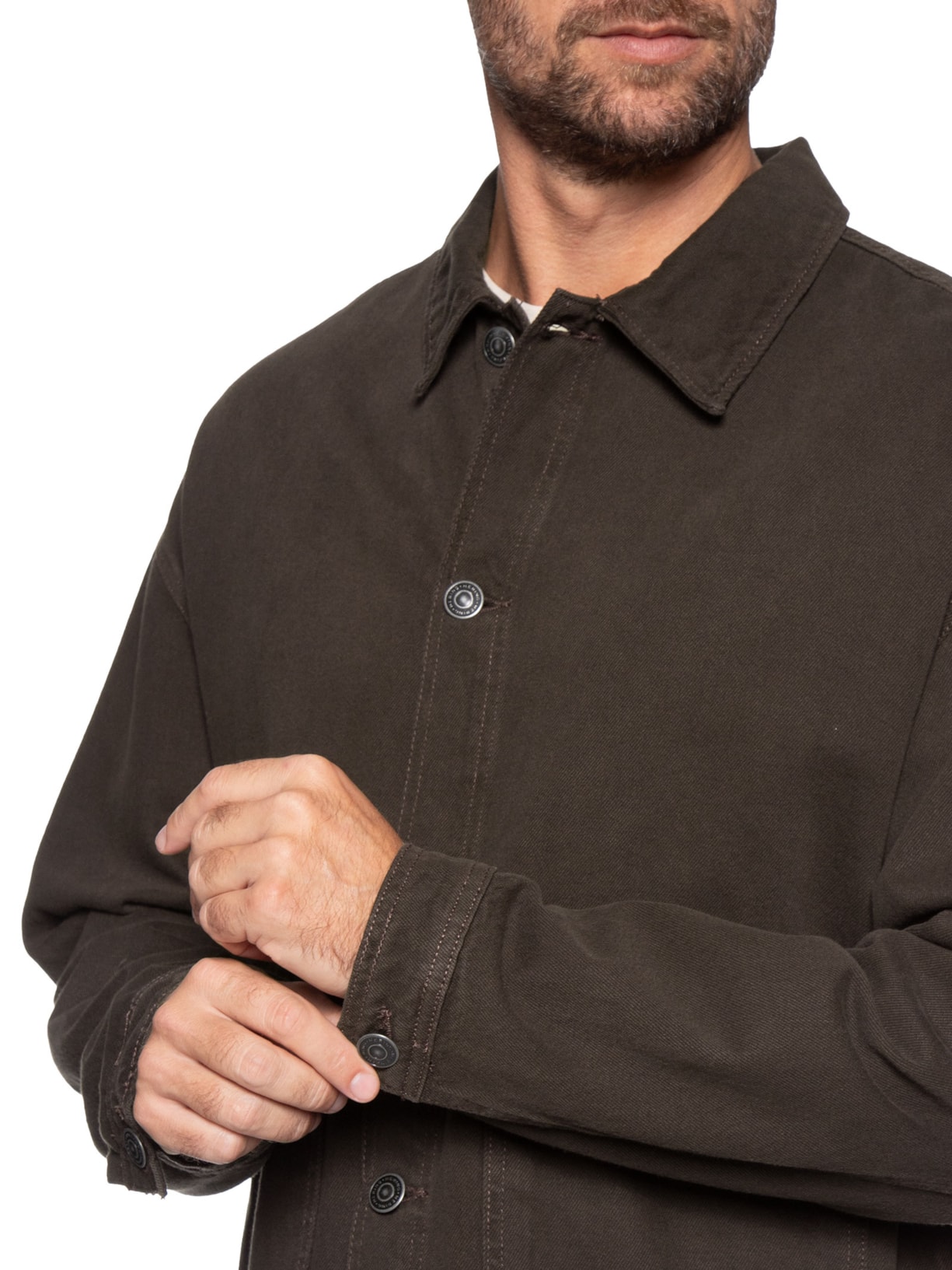 Jaqueta Jeans Masculina Com Bolsos Frontais Marrom Hering